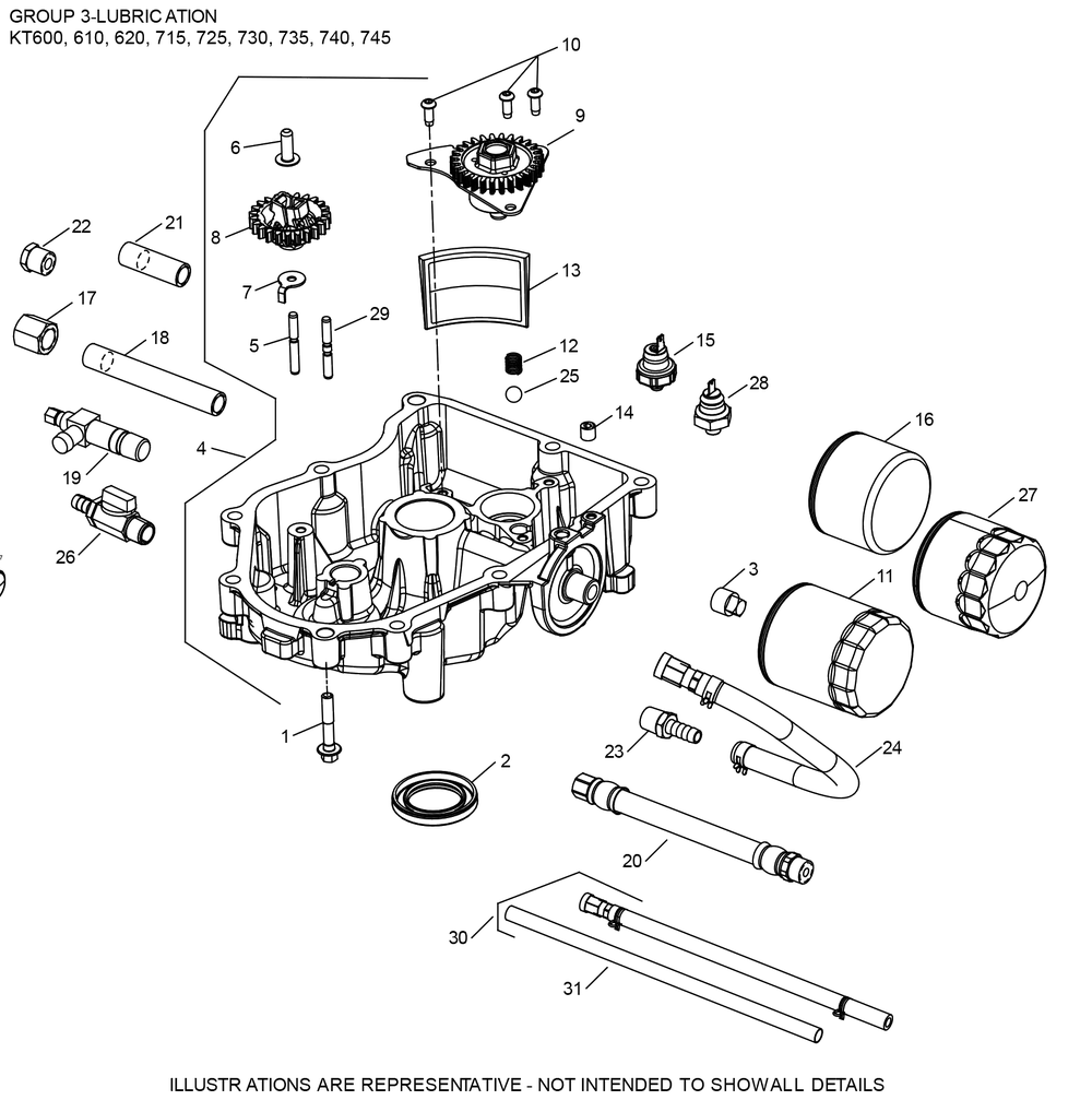 Kt735-3104 Lubrication Diagram and Parts List for KT735-3104  Cub Cadet Lawn Tractor
